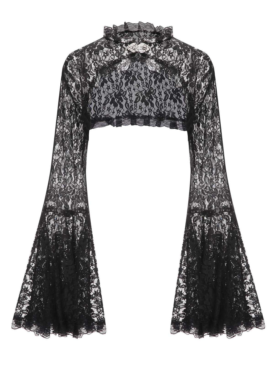 Black 1970s Flare Sleeved Lace Sheer Cape, vintage fashion, retro style - perfect for women who love vintage and retro fashion