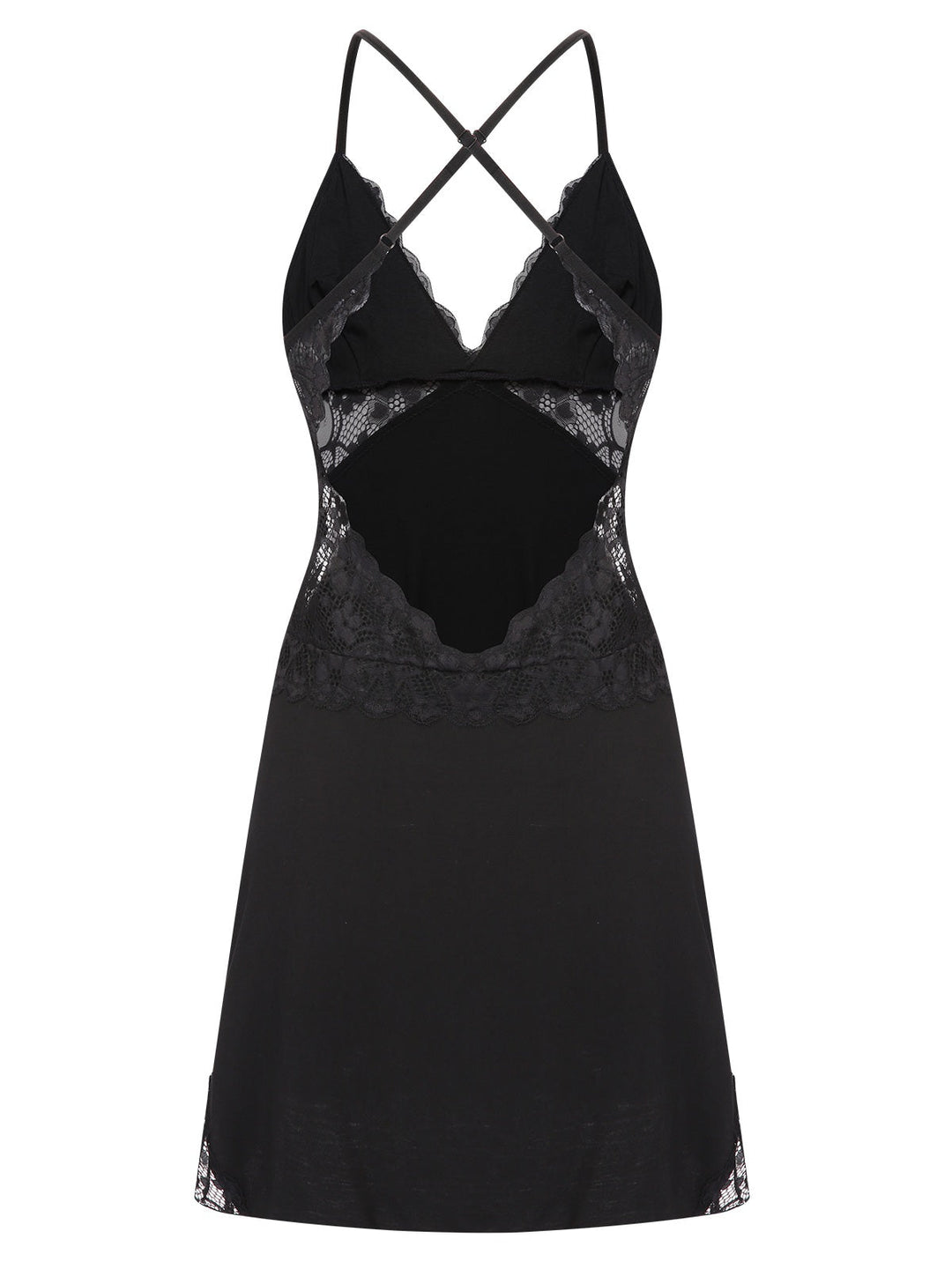 Black Lace Patchwork Spaghetti Straps Nightgown, vintage fashion, retro style - perfect for women who love vintage and retro fashion