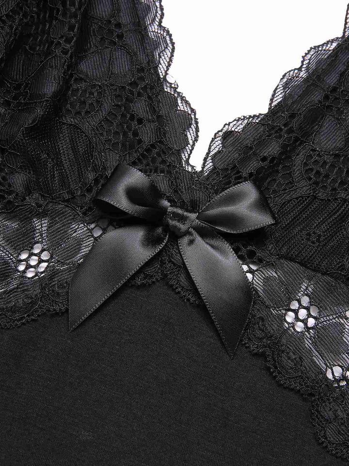 Black 1970s Lace Patchwork Spaghetti Straps Nightgown, vintage fashion, retro style - perfect for women who love vintage and retro fashion