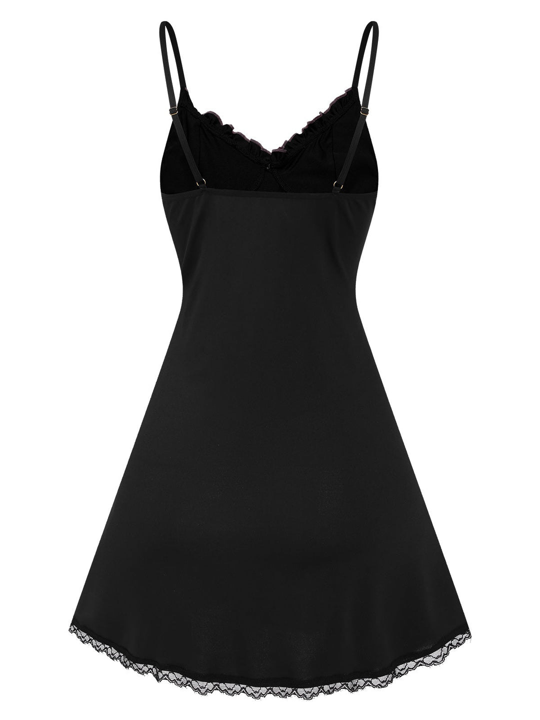 Black Lace Patchwork Straps Nightgown, vintage fashion, retro style - perfect for women who love vintage and retro fashion