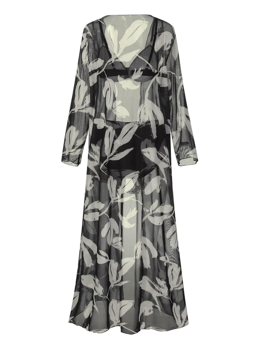 Black 1970s Leaves Strap Bikini &amp; Long Cover-Up, vintage swimsuit, pin-up swimwear - perfect for women who love vintage and retro fashion