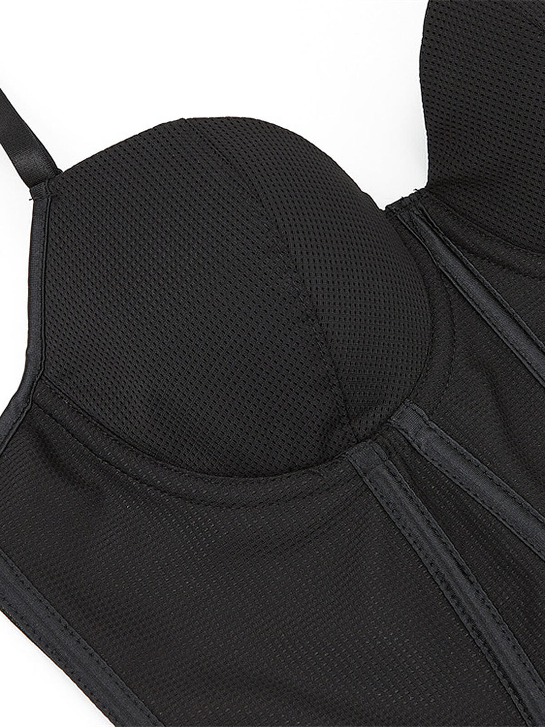 Black 1970s Steampunk Lace Patchwork Strap Corset — because 1970s glamour starts underneath