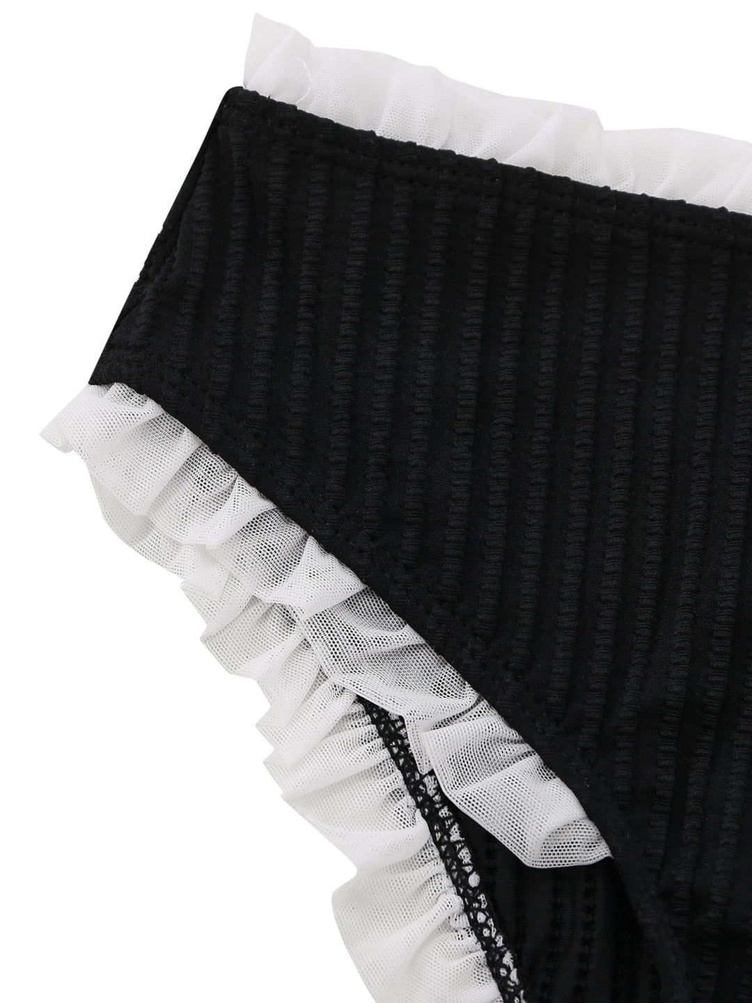Black Strapless Lace Trim Bikini Set, vintage swimsuit, swimwear - perfect for women who love vintage and retro fashion