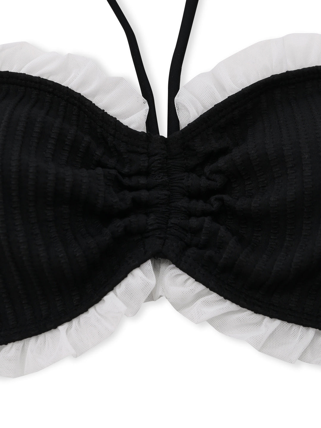Black Strapless Lace Trim Bikini Set, vintage swimsuit, swimwear - perfect for women who love vintage and retro fashion