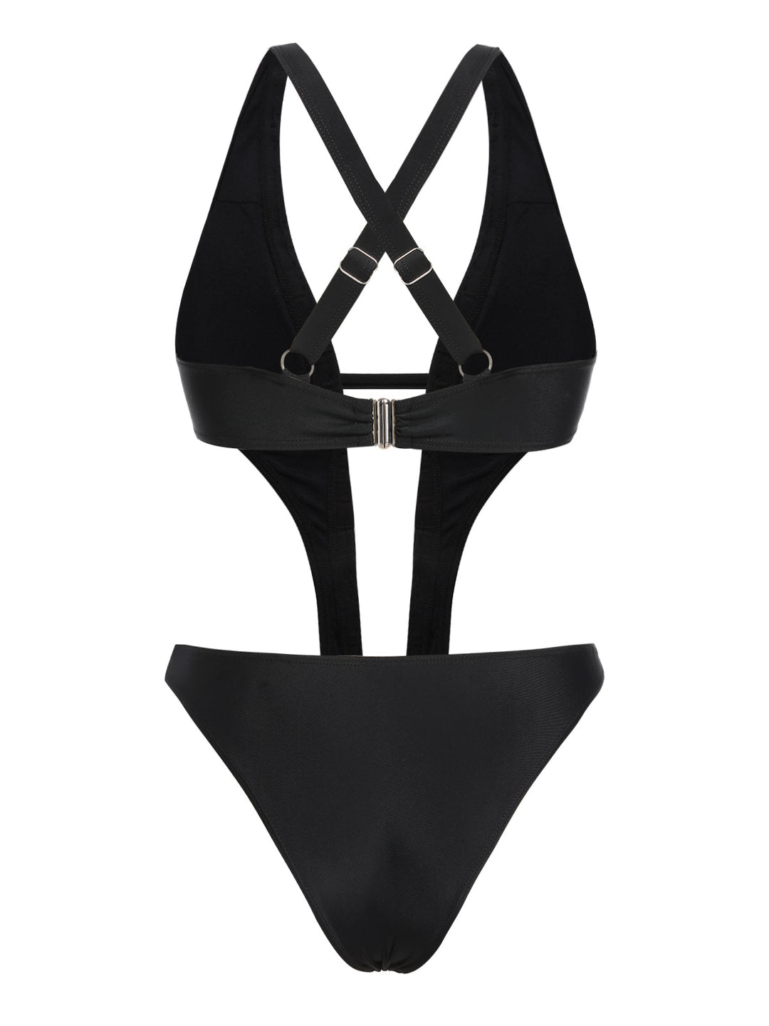 Black 1970s Studded Cutout One-Piece Swimsuit — because 1970s glamour never goes out of style