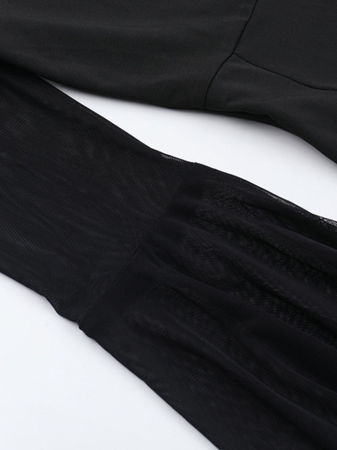 Black 1980s Gothic Sheer Sleeve Corset Slit Dress - vintage dress, retro fashion, classic black