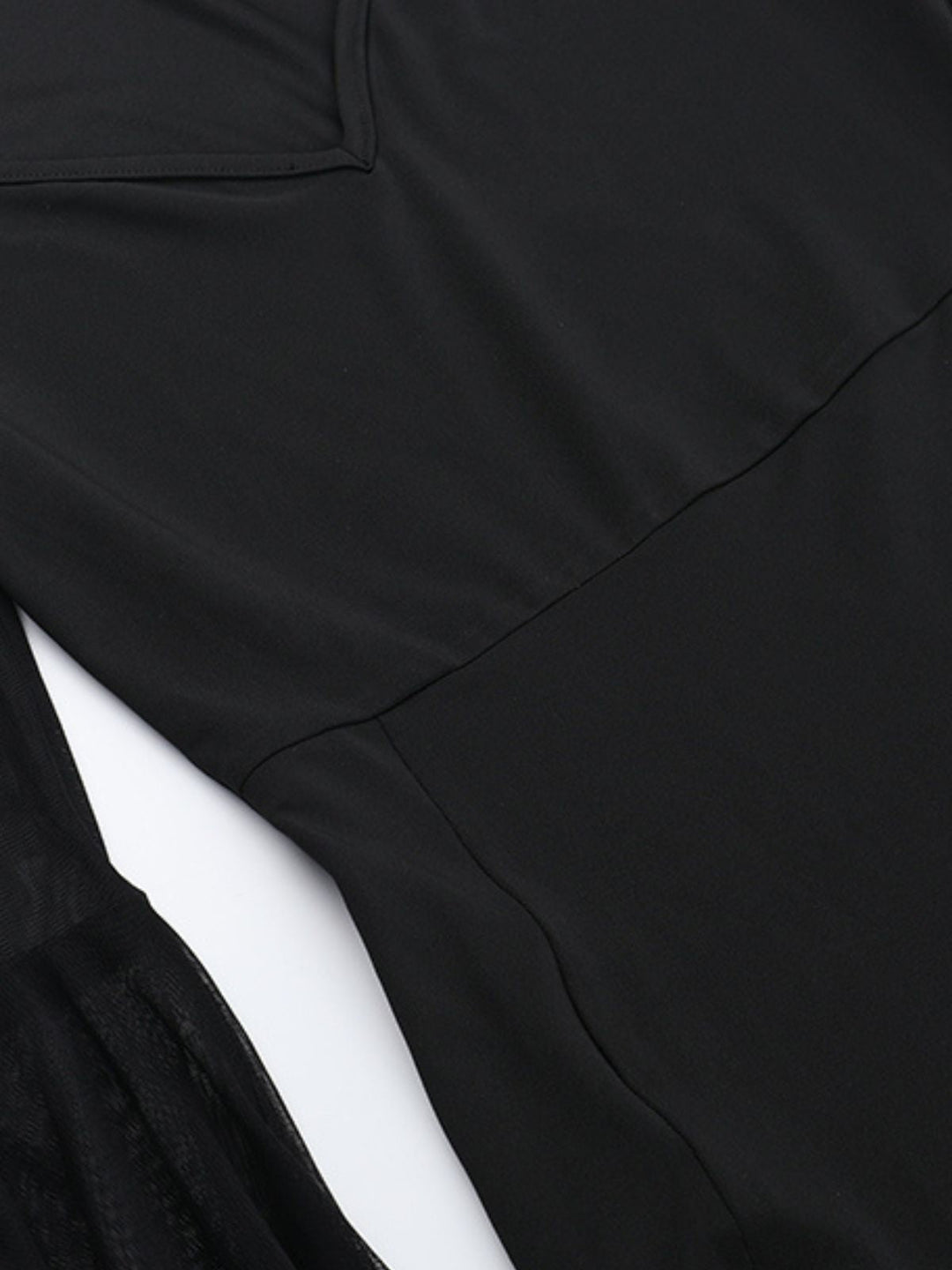 Black 1980s Gothic Sheer Sleeve Corset Slit Dress - vintage dress, retro fashion, classic black