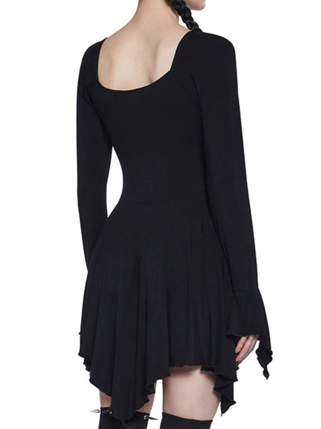 Black 1980s Halloween Skull Print Mini Dress - vintage dress, retro fashion, classic black