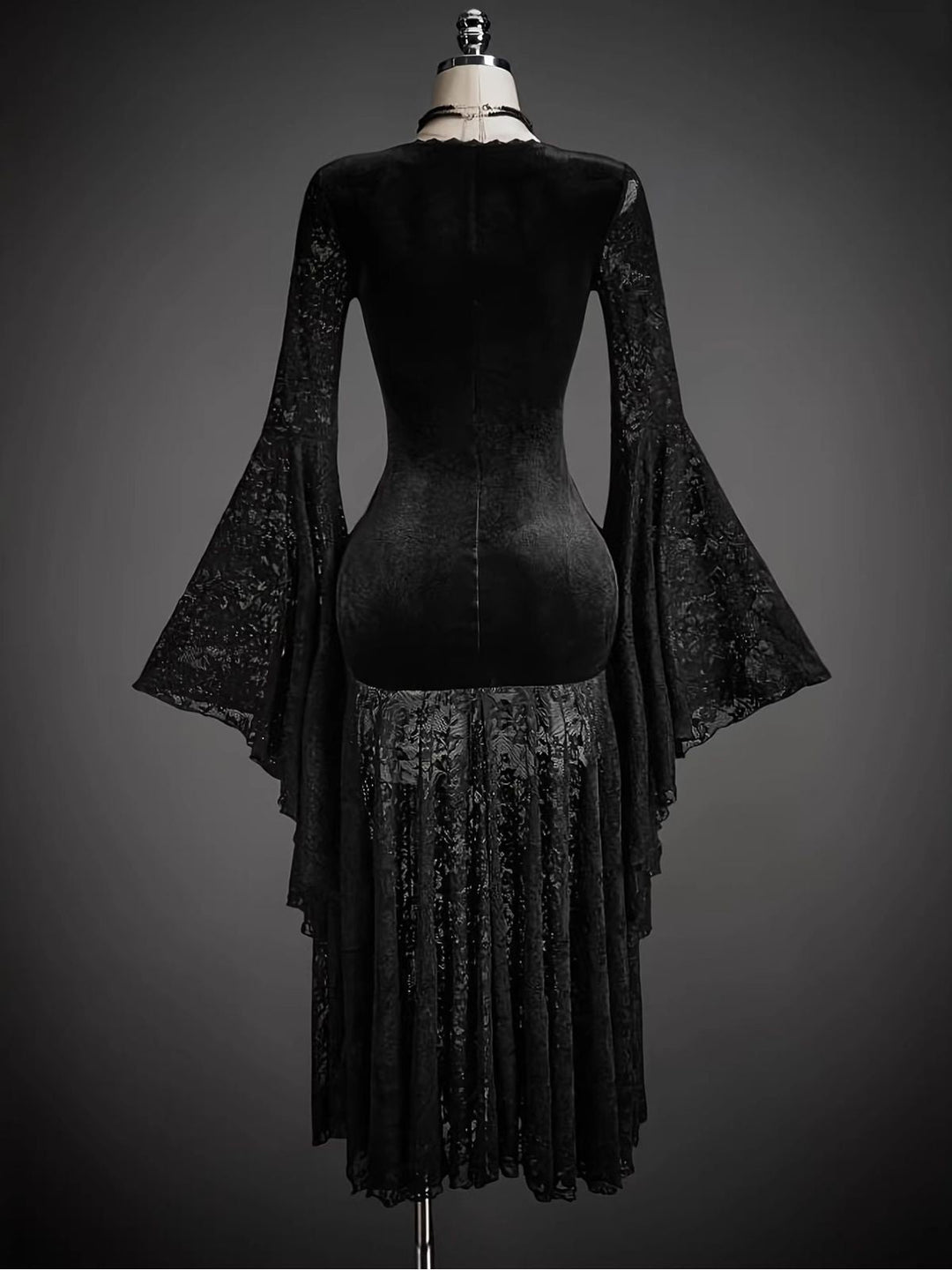 Black 1960s Lace V Neck Dress 2