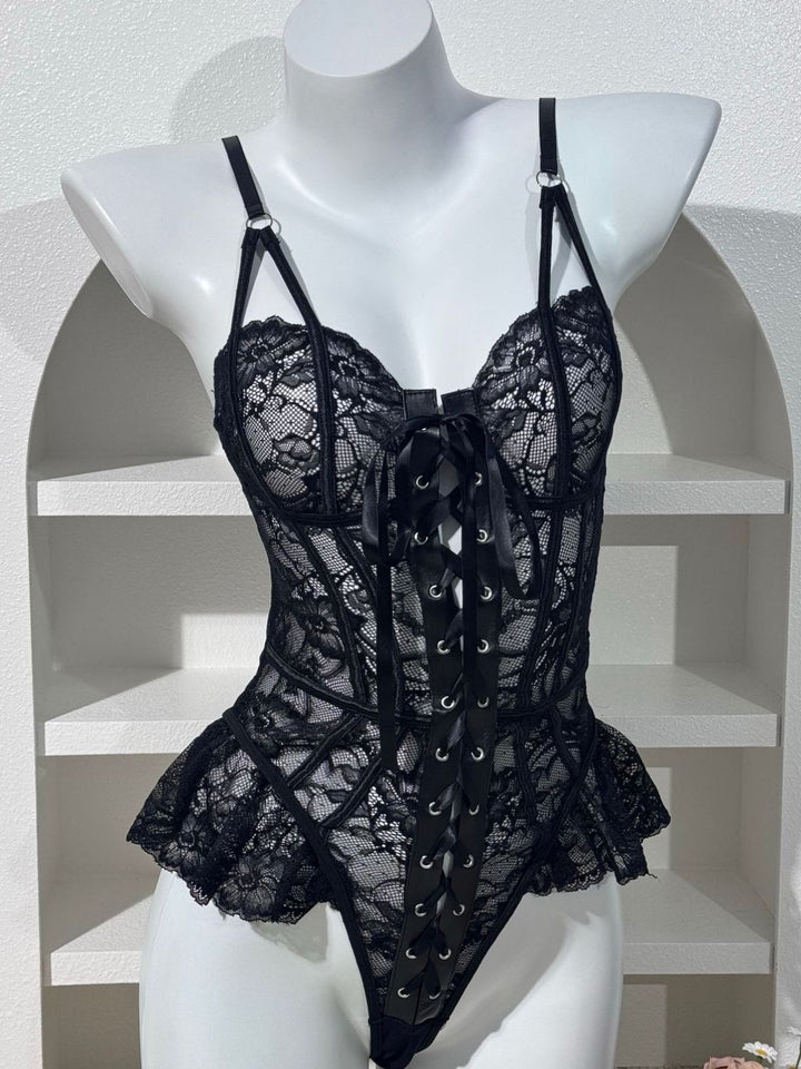 Black Lace Two Piece Set 5