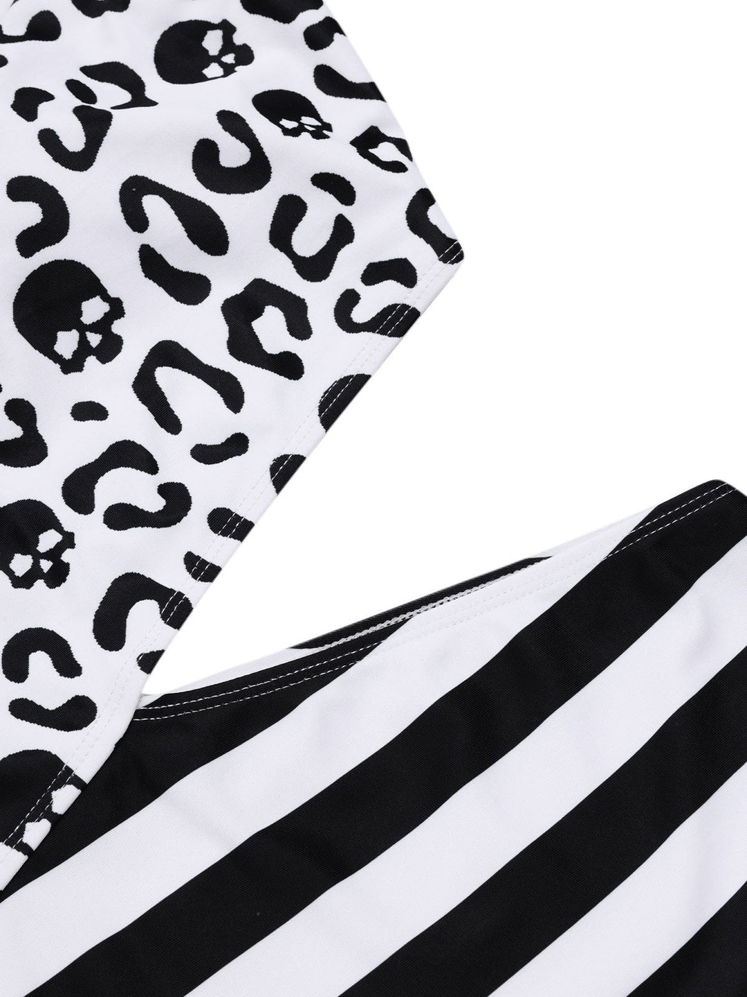 Black 1980s One-Shoulder Hollow Skull Stripe Swimsuit — 1980s poolside glamour meets sun-drenched confidence