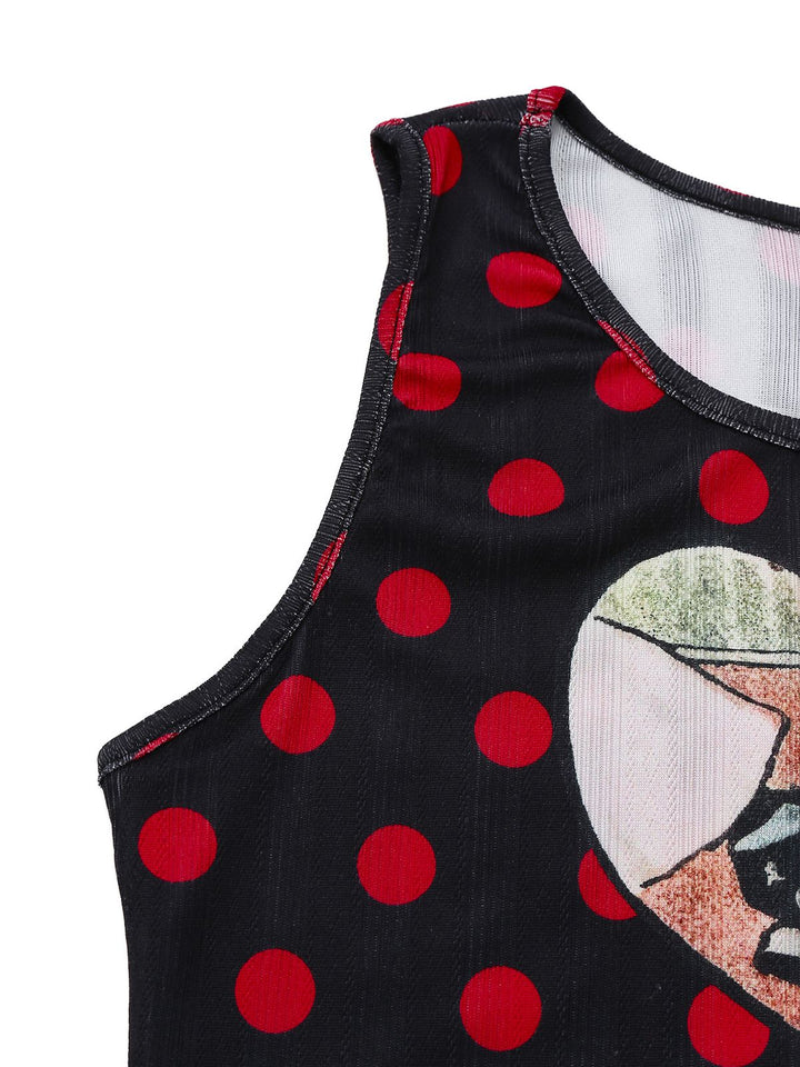 Black 1980s Polka Dot Heart Graphic Pencil Dress - vintage dress, retro fashion, classic black