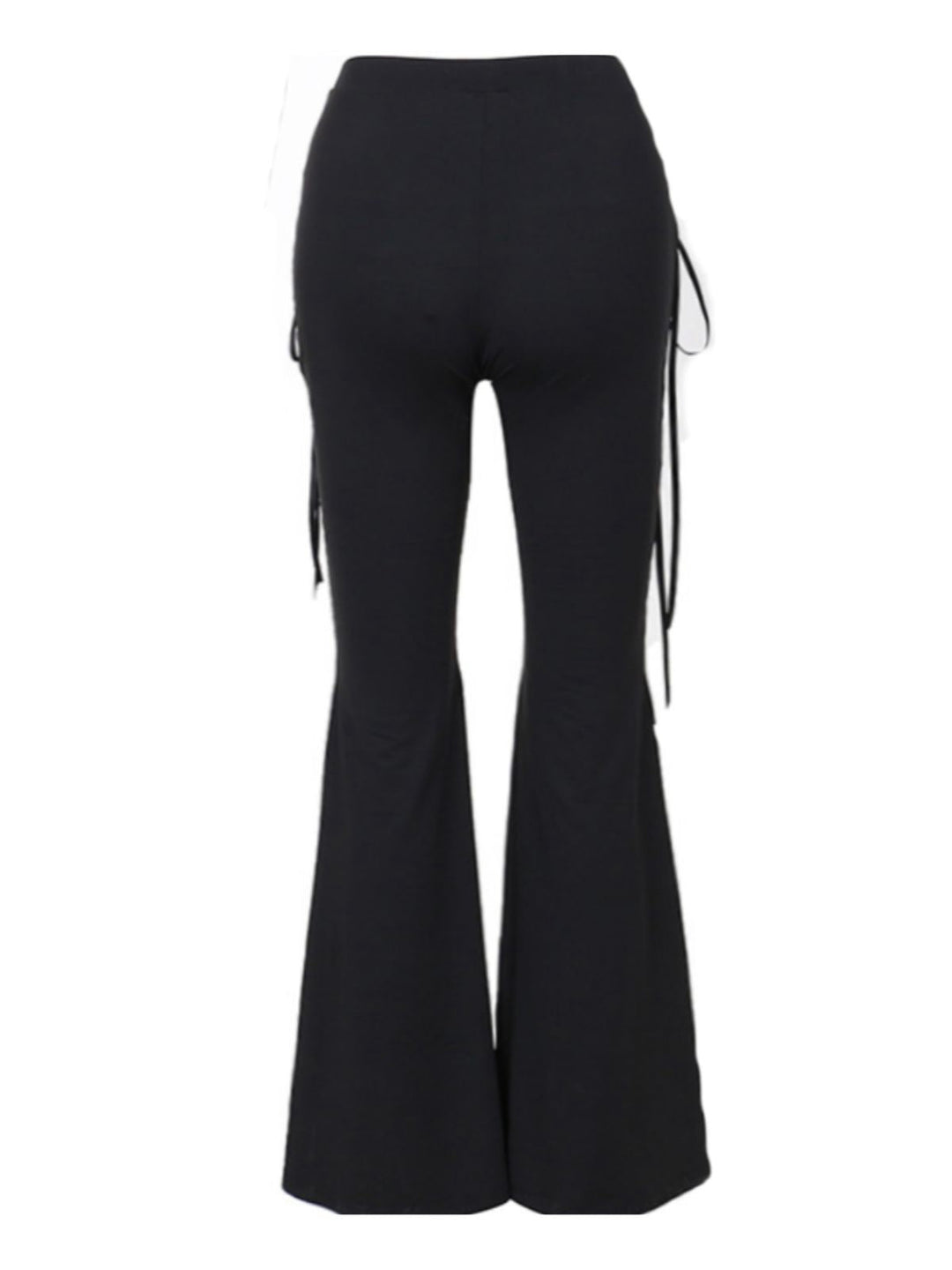 Black 1980s Punk Drawstring Laced Bootcut Pants - vintage fashion, retro style, classic black