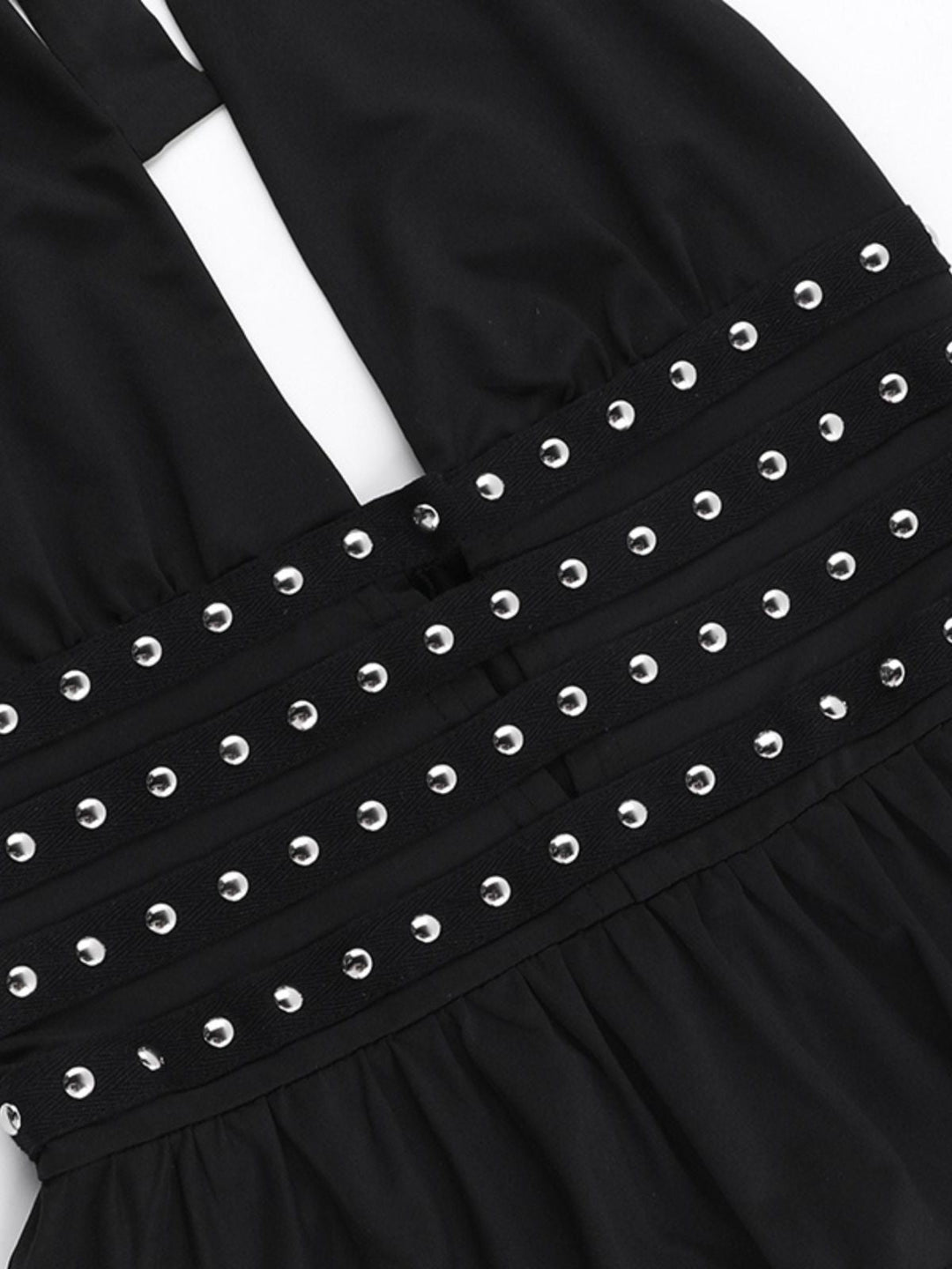 Black 1980s Punk Rhinestone Halter Top - vintage fashion, retro style, classic black