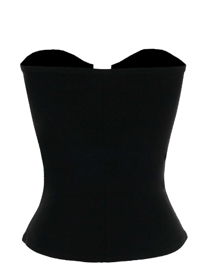 Black 1980s Punk Studded Corset Top - vintage fashion, retro style, classic black