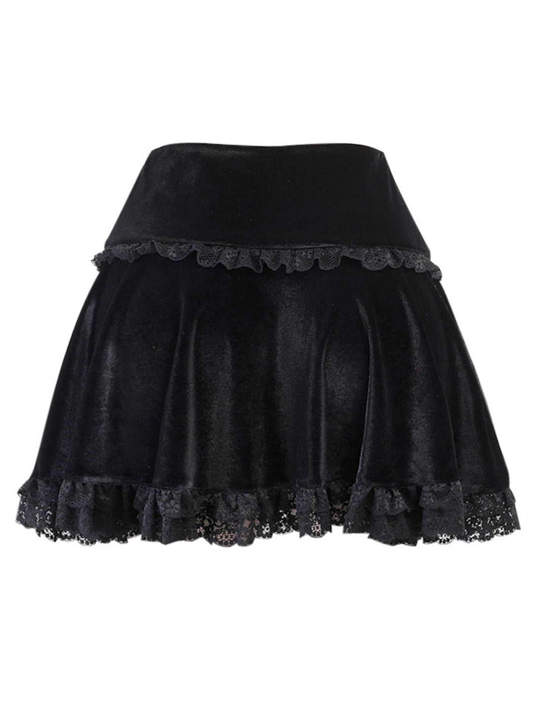 Black 1980s Solid Embroidered Lace Skirt: 1980s grace for the woman who dances through life