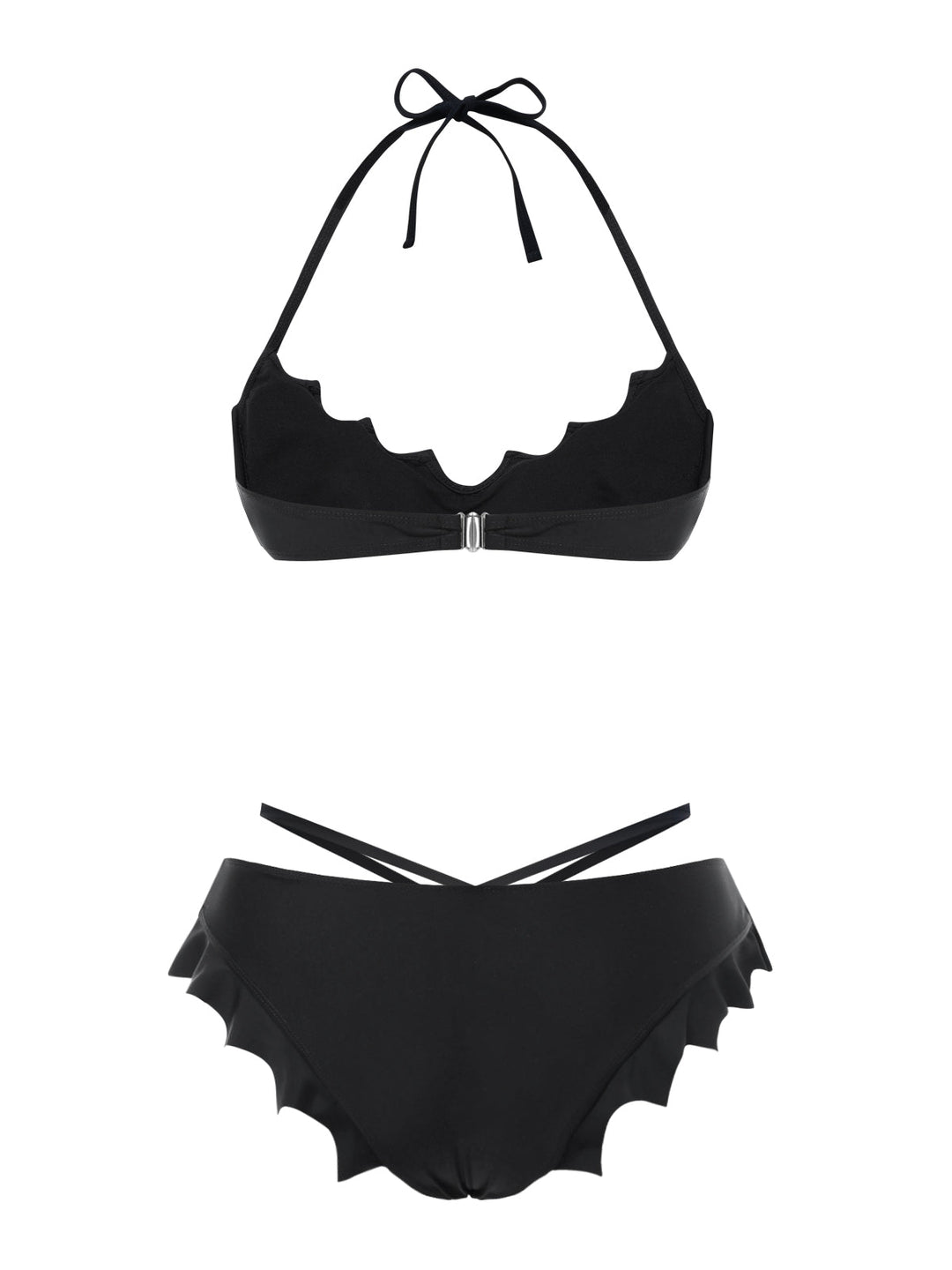 Black Solid Gothic Bat Wings Bikini Set - vintage fashion, retro style, classic black
