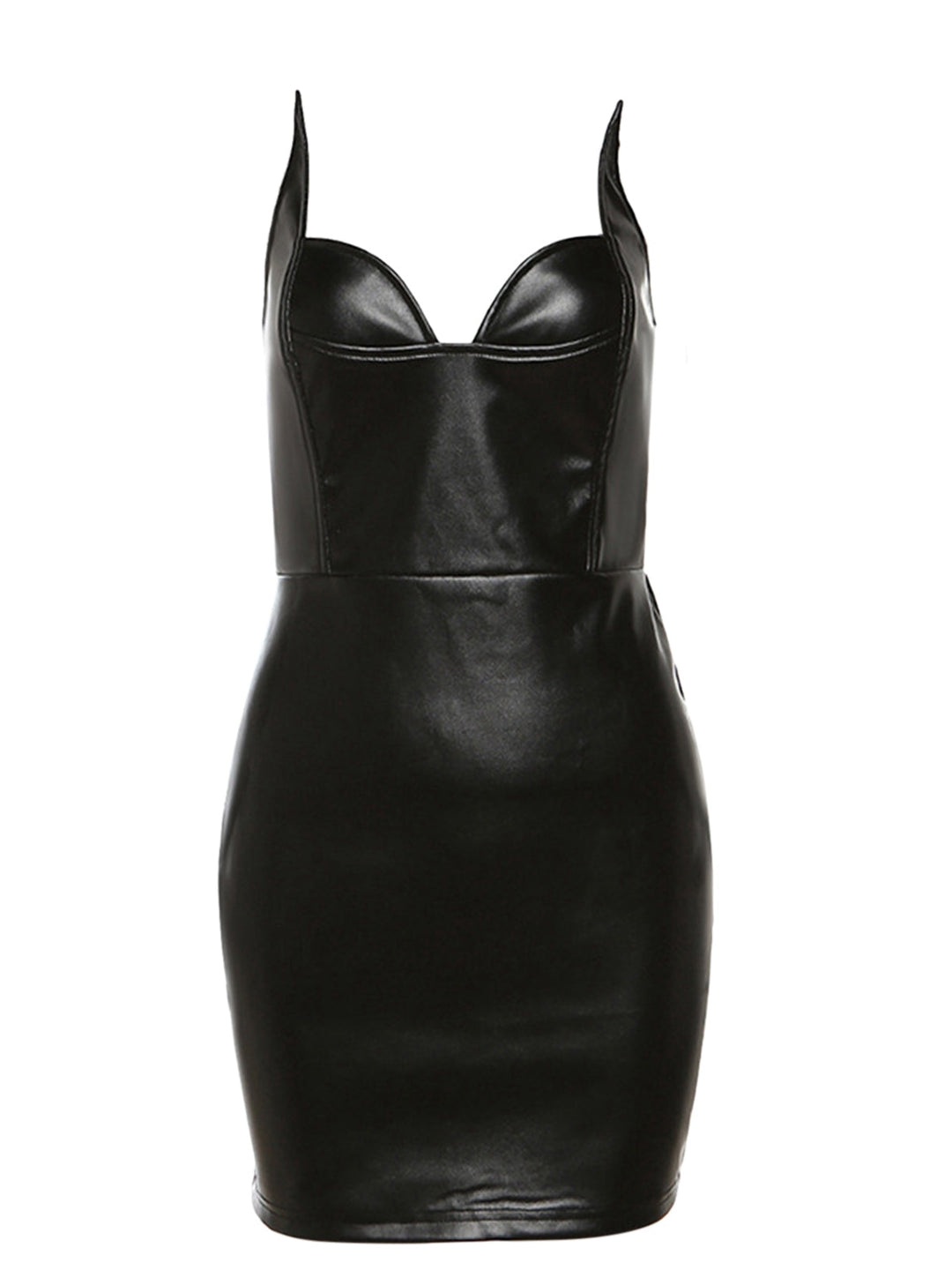 She slips into this Black 1980s Solid Steampunk Leather Pencil Dress and suddenly it&