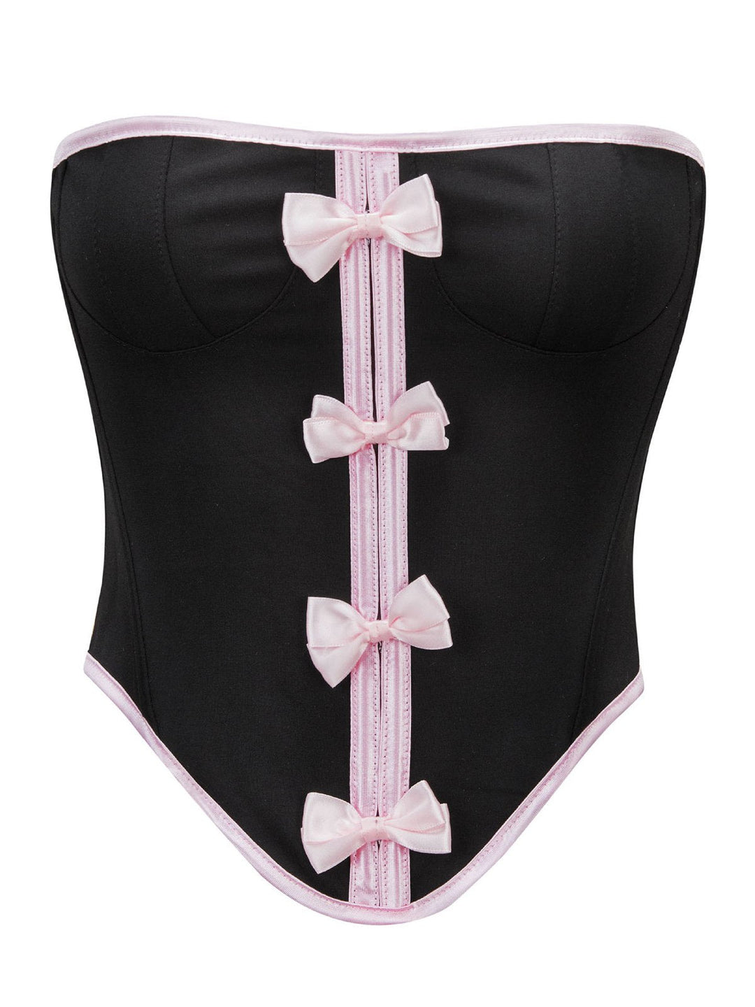 She slips into Black 1980s Steampunk Bowknots Bandeau Corset and channels 1980s screen sirens