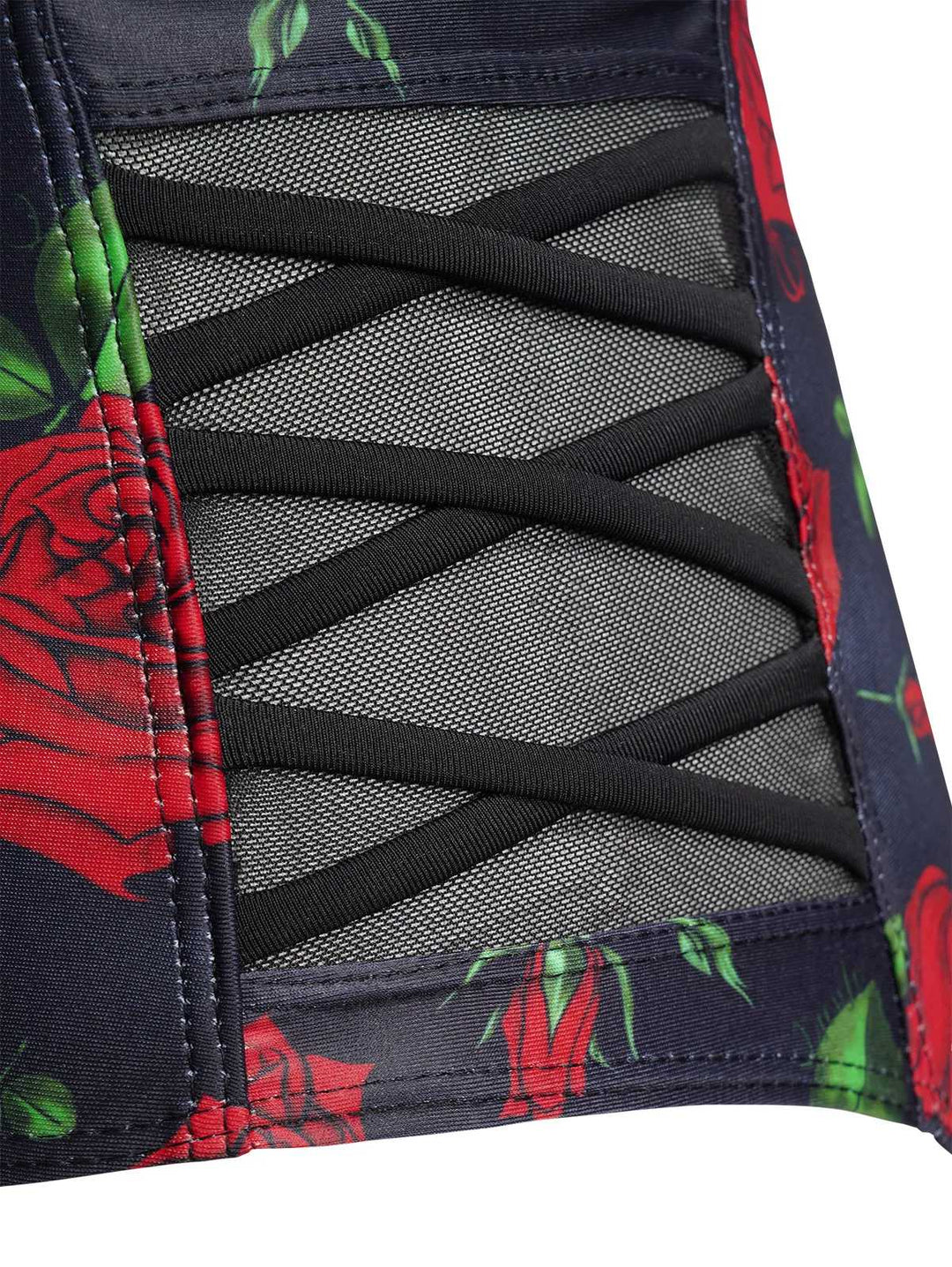 Black 1980s Strap Roses Gothic Bikini Set - vintage fashion, retro style, classic black