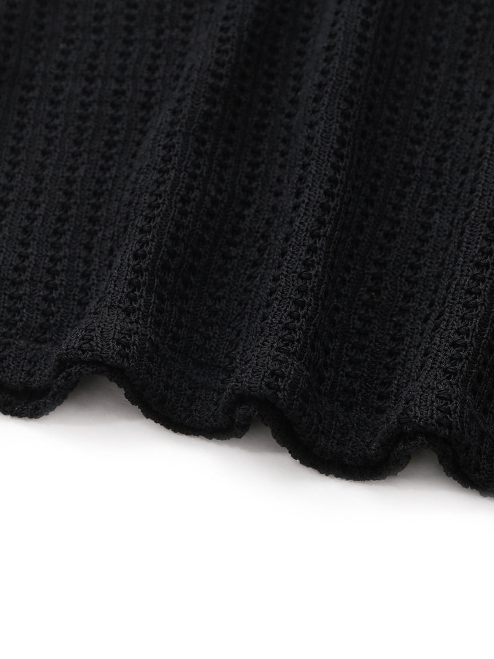 Black Tie High Waist Knit Tankini 4
