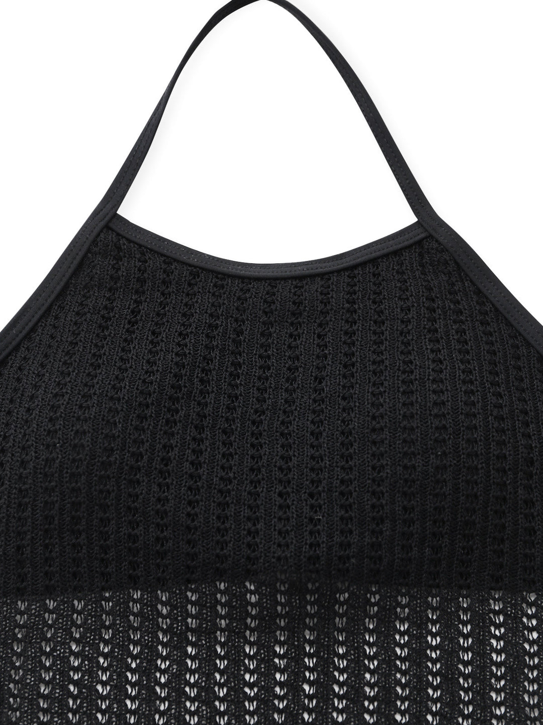 Black Tie High Waist Knit Tankini 5