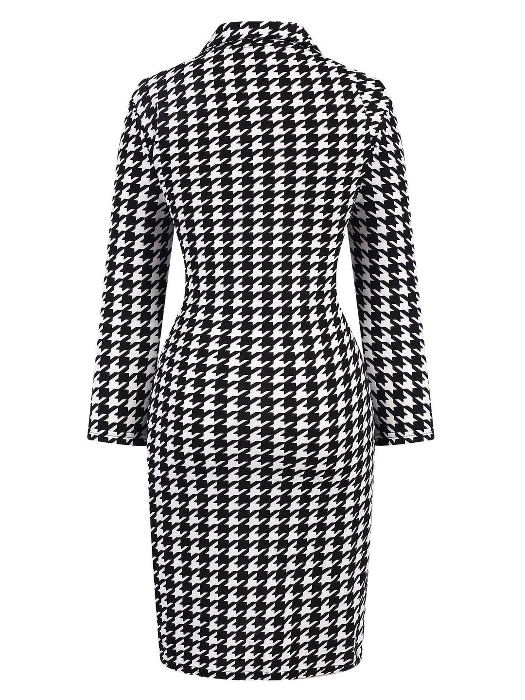 Black 1980s V-Neck Bow Houndstooth Dress, vintage dress, retro fashion - perfect for women who love vintage and retro fashion