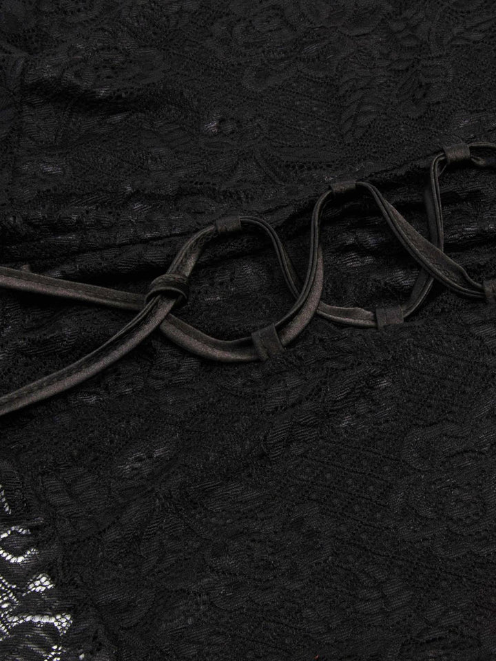 This Black 1980s V-Neck Floral Lace Hooded Dress wraps her in 1980s elegance, one twirl at a time