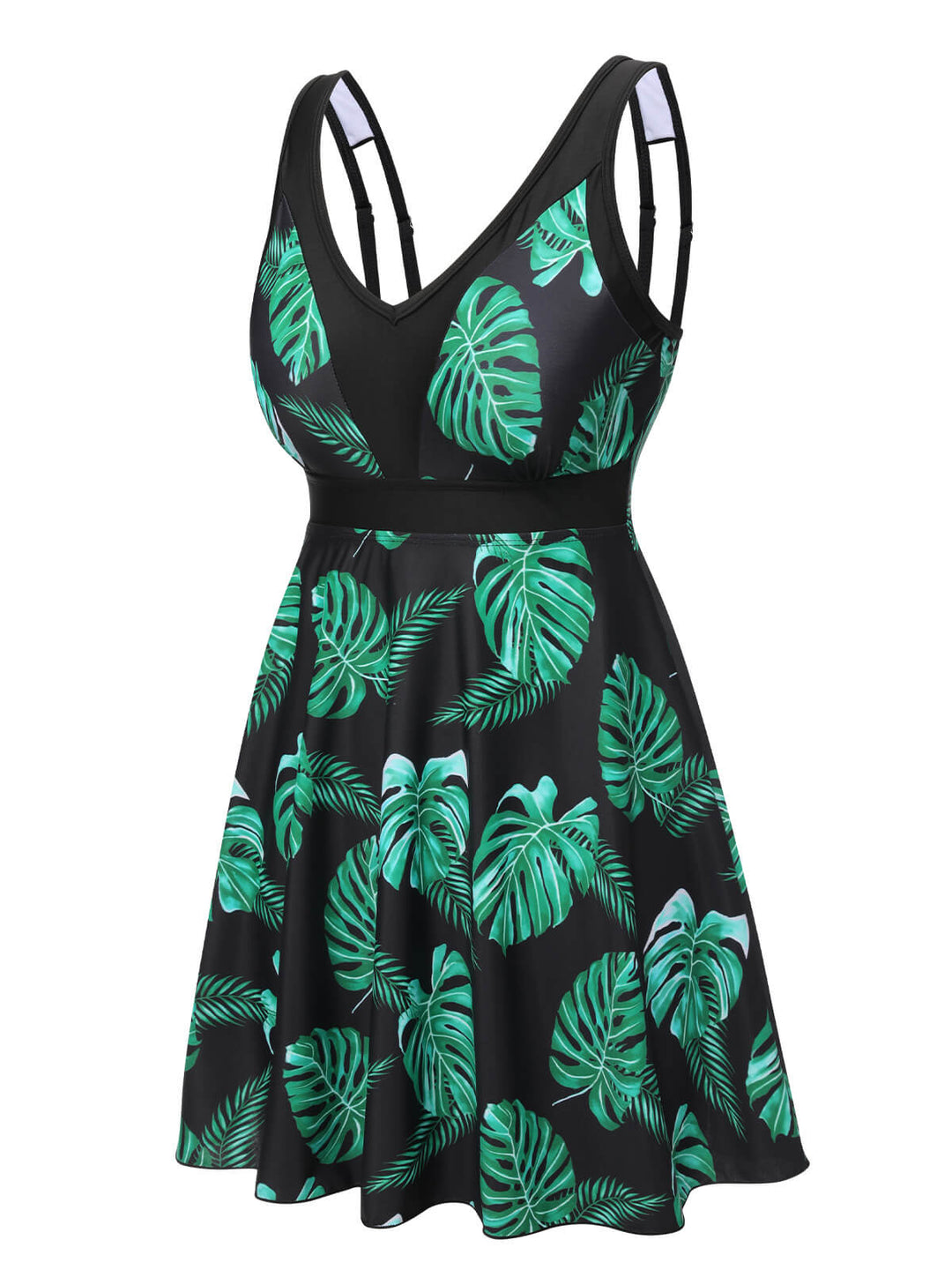 Black &amp; Green 1950s Tropical Skirted Swimsuit, vintage skirt, retro style - perfect for women who love vintage and retro fashion