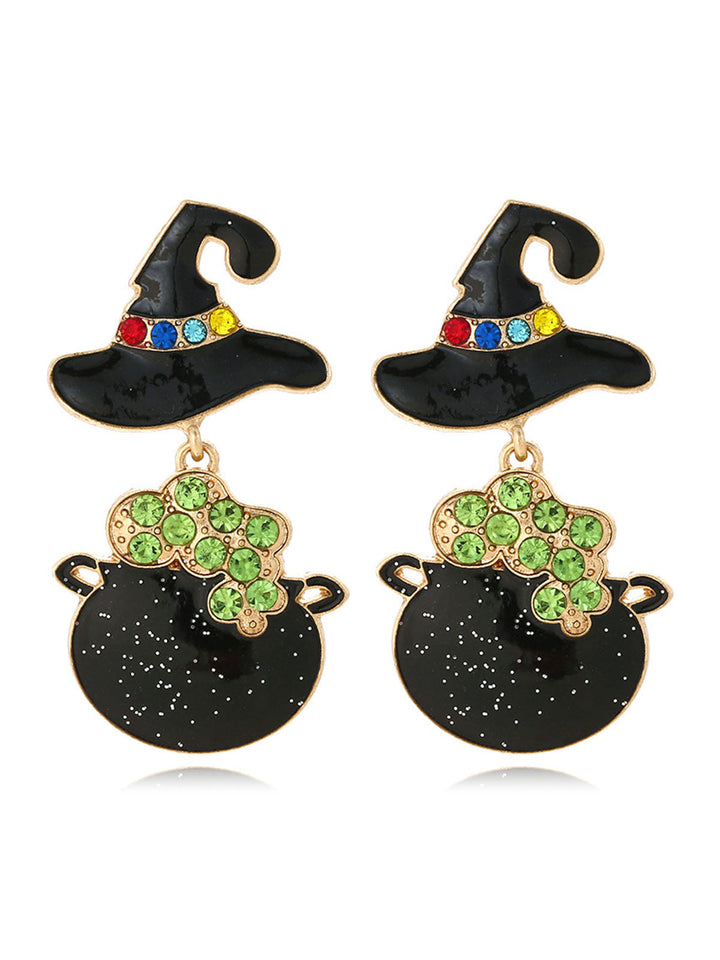 She adds this Black Halloween Cartoon Witch Hat Earrings and suddenly it&