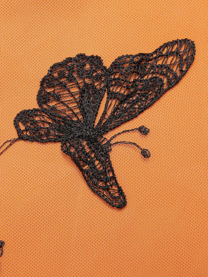 Black &amp; Orange 1950s 3D Butterfly Cloak Dress: timeless style reimagined