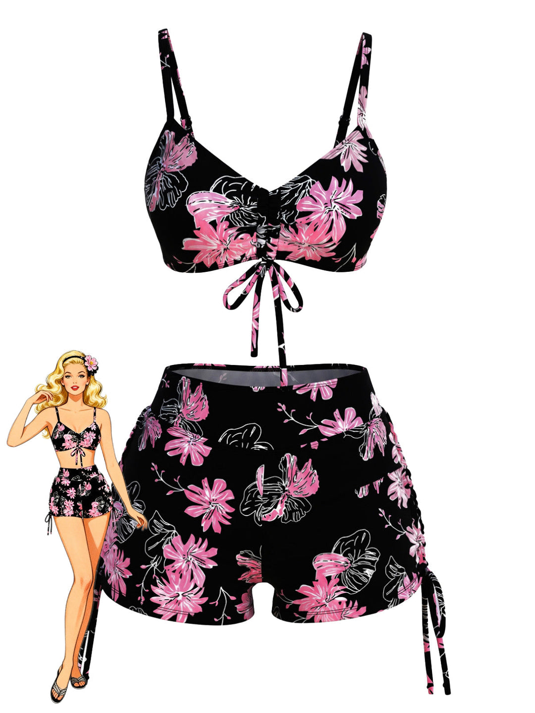 Pink &amp; Black Tankini