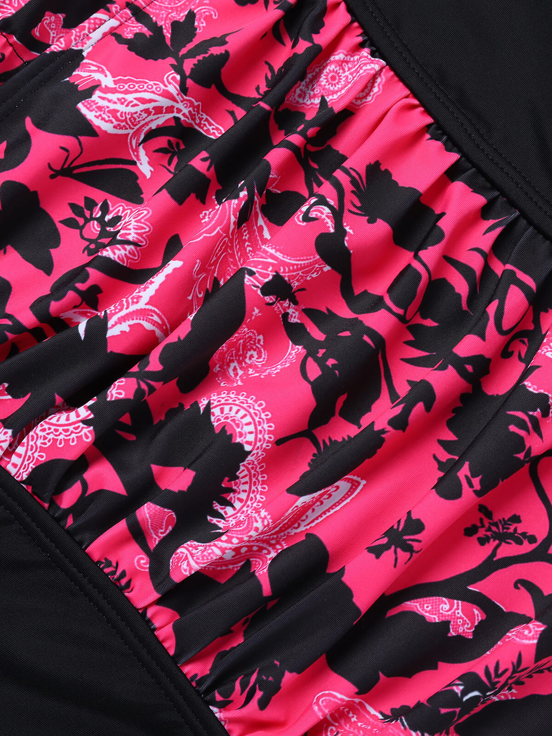 Black &amp; Pink 1950s Floral Halter Swimsuit, vintage swimsuit, pin-up swimwear - perfect for women who love vintage and retro fashion
