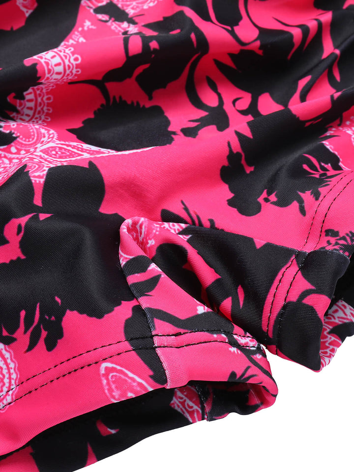 Black &amp; Pink 1950s Floral Halter Swimsuit, vintage swimsuit, pin-up swimwear - perfect for women who love vintage and retro fashion