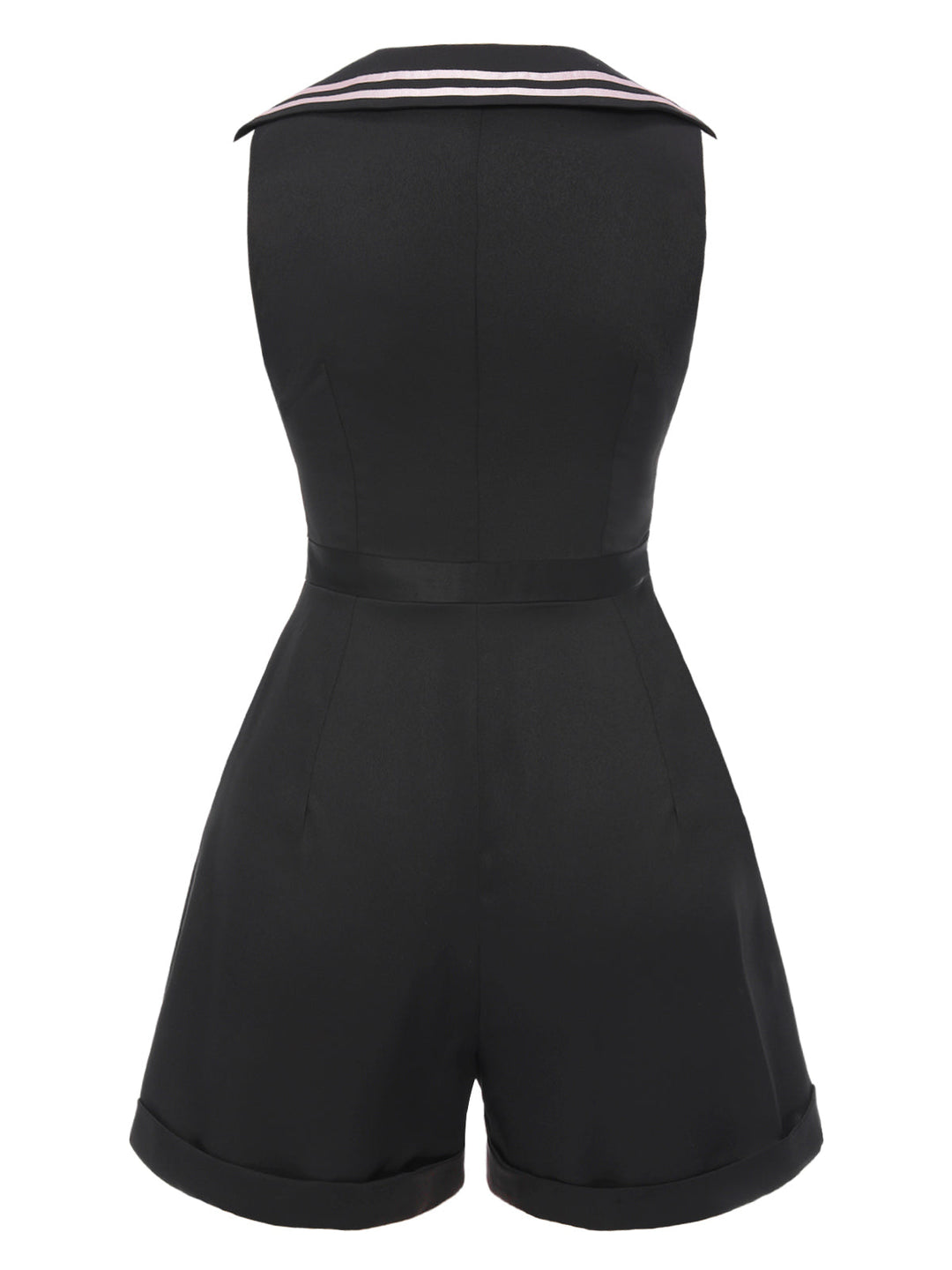 Black &amp; Pink 1950s Solid Tie Lapel Romper — 1950s style that transcends decades