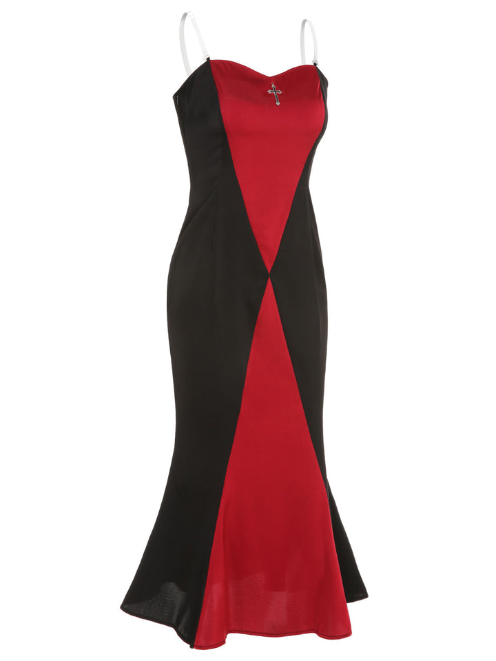 Black &amp; Red 1930s Halloween Fishtail Strap Dress, vintage dress, retro fashion - perfect for women who love vintage and retro fashion