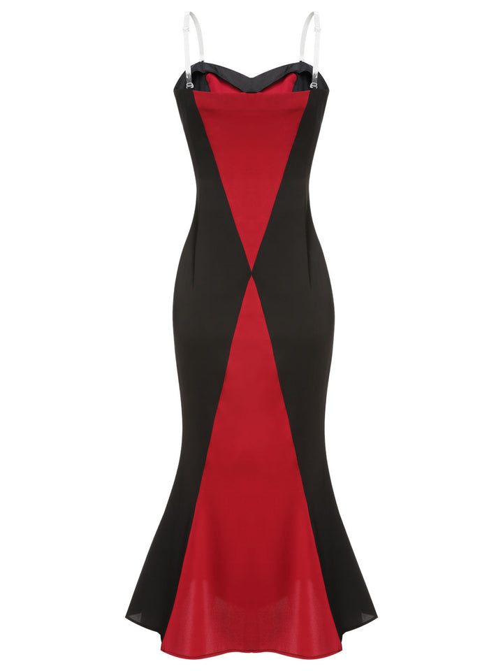 Black &amp; Red 1930s Halloween Fishtail Strap Dress, vintage dress, retro fashion - perfect for women who love vintage and retro fashion