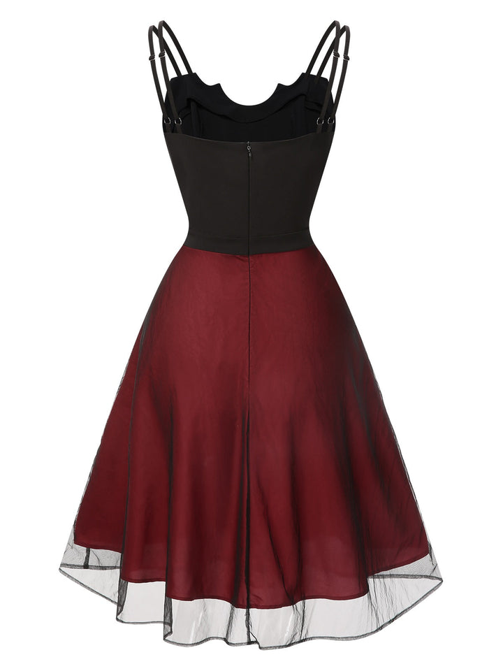 Black &amp; Red 1950s Bat Mesh Dress, vintage dress, retro fashion, rockabilly, pin-up fashion - perfect for women who love vintage and retro fashion