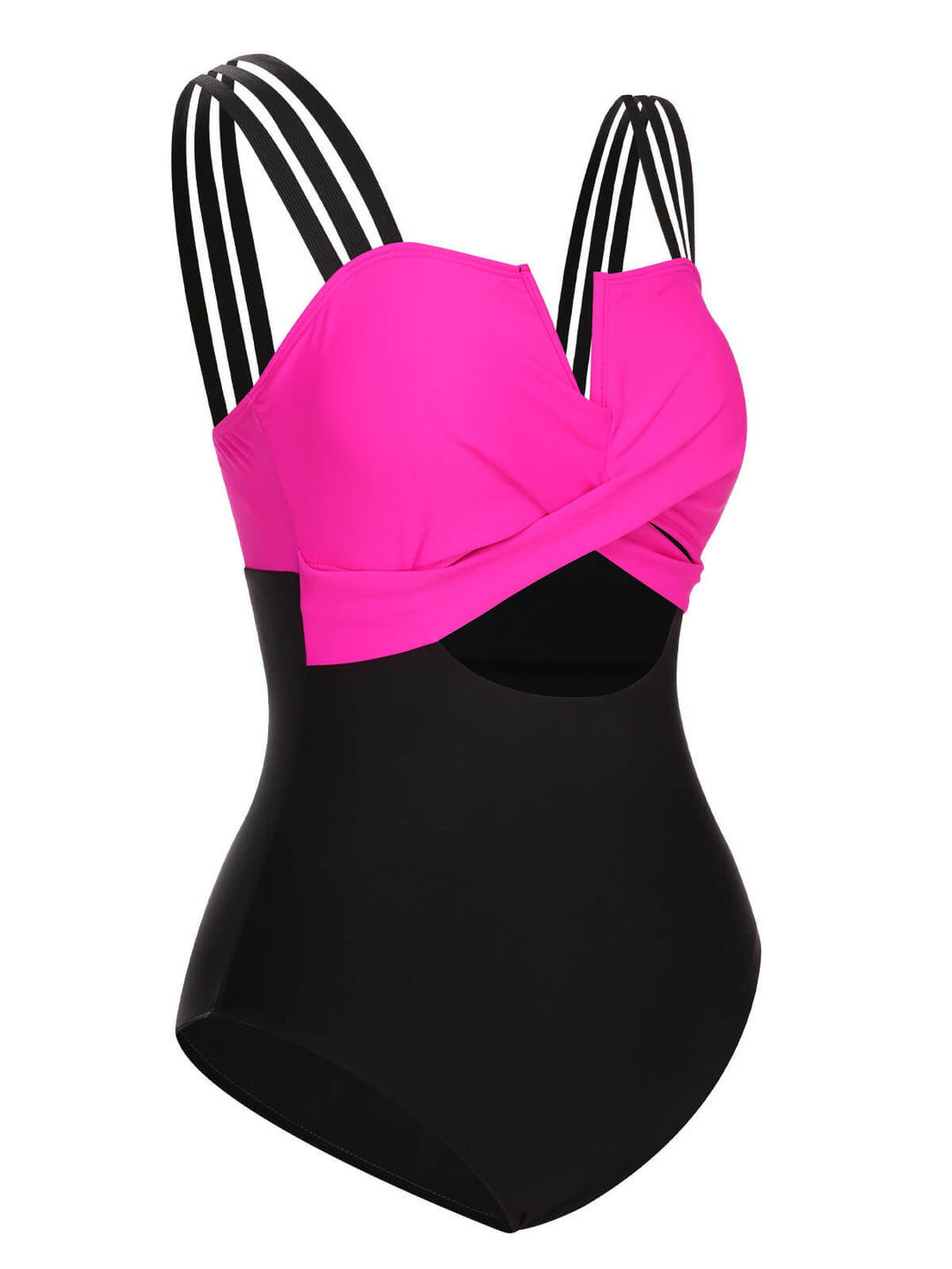 Black &amp; Rose Red 1960s Color Block Swimsuit: 1960s Riviera elegance, reimagined for her