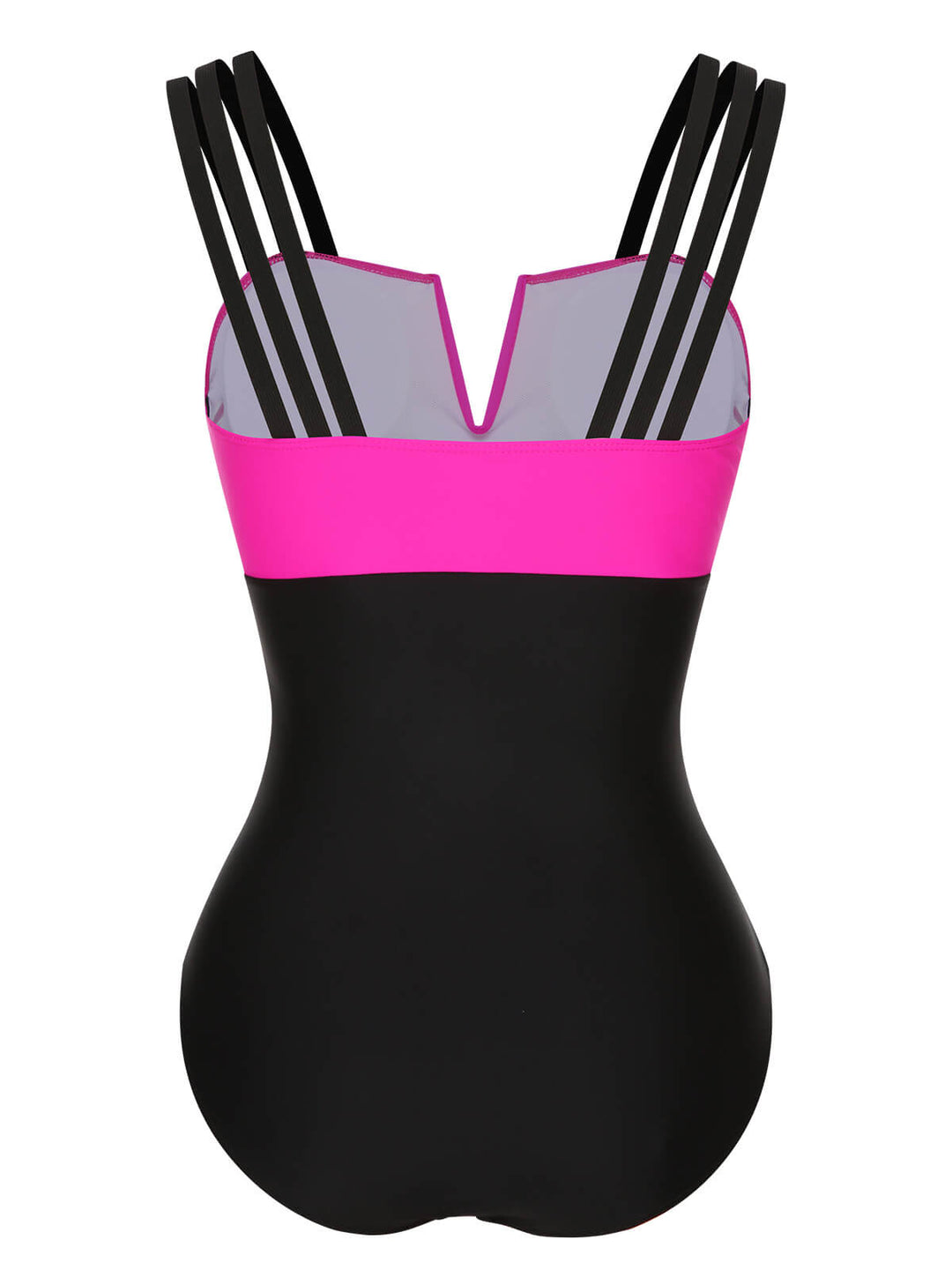 This Black &amp; Rose Red 1960s Color Block Swimsuit carries 1960s vacation dreams in every stitch