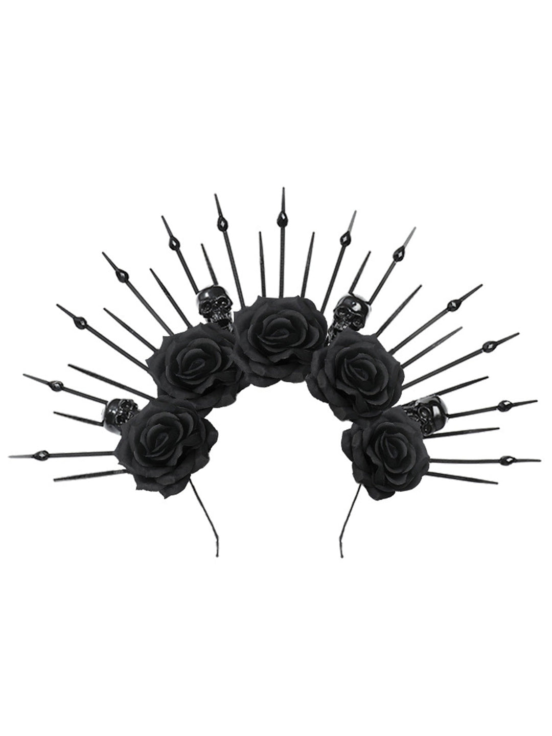 She finds her vintage story in this Black Skeleton &amp; Rose Headwear