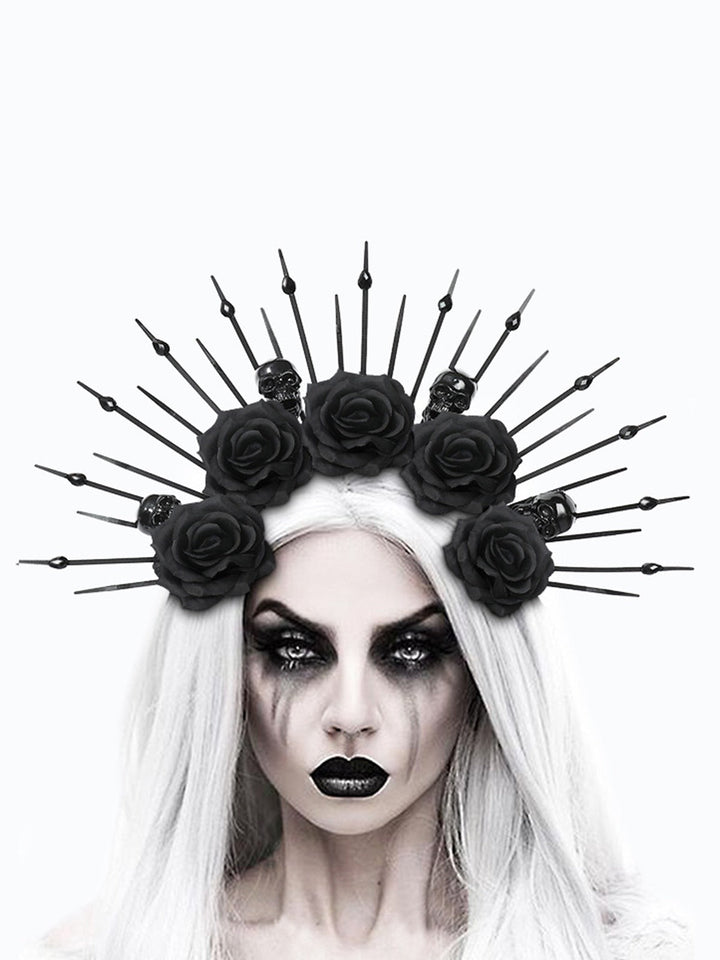 Black Skeleton &amp; Rose Headwear: timeless vintage elegance she makes her own