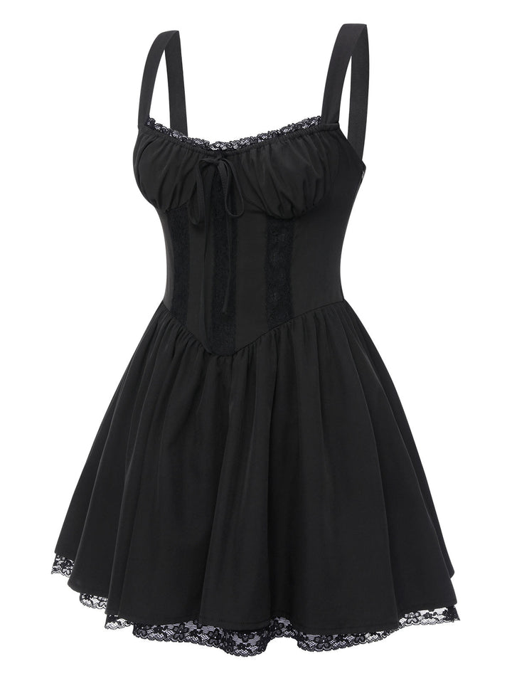 Solid Sleeveless Lace Mini Dress | vintage dress, retro fashion