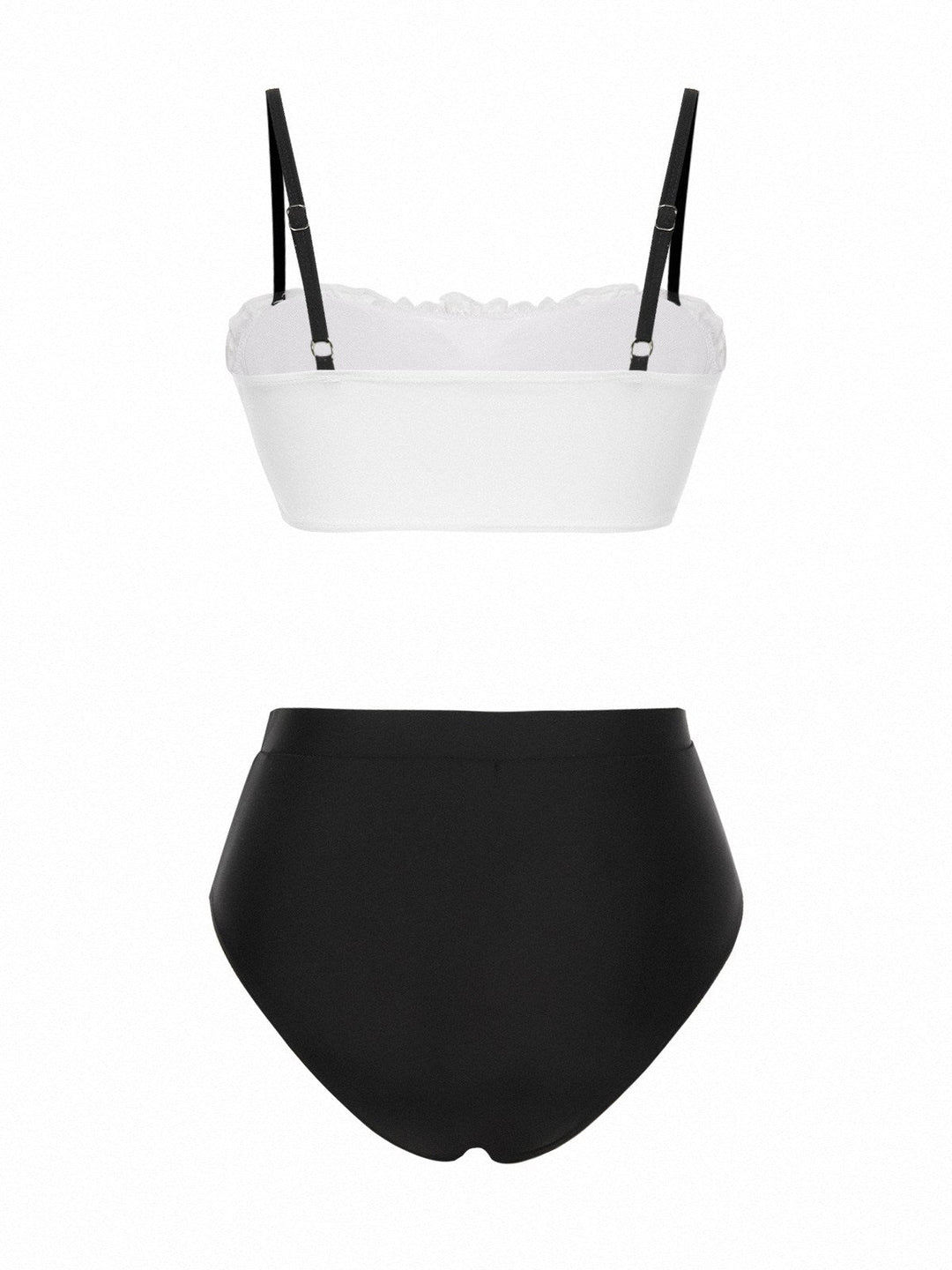 Black &amp; White 1930s Colorblock Lace Bikini Set - vintage fashion, retro style, classic black