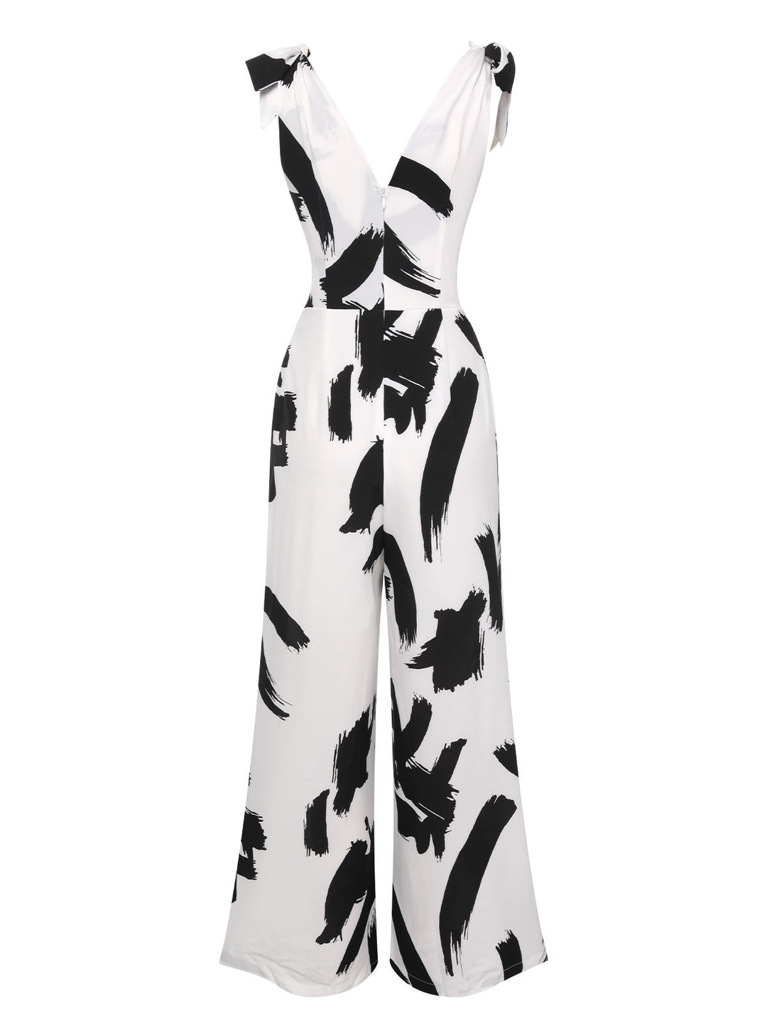 Black &amp; White 1940s V-Neck Bohemian Jumpsuit, vintage romper, retro jumpsuit - perfect for women who love vintage and retro fashion