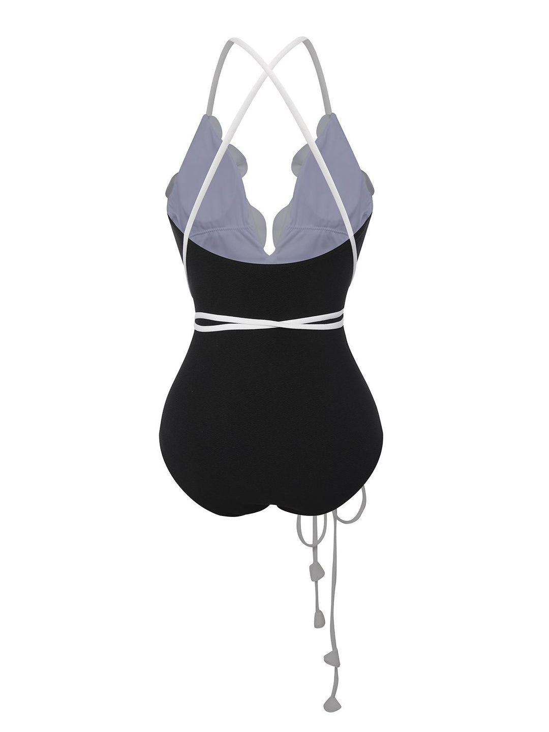 Black &amp; White 1950s 3D Flowers Lace-Up Swimsuit, vintage swimsuit, pin-up swimwear - perfect for women who love vintage and retro fashion