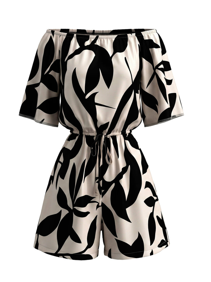 Beige 1950s Floral Vintage Classic Romper
