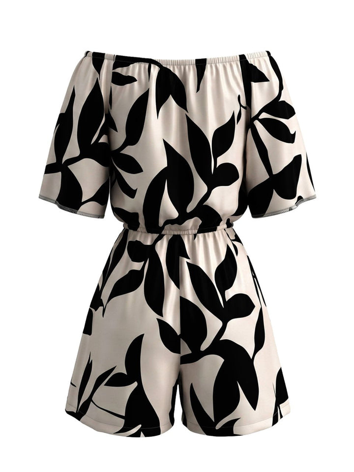 Beige 1950s Floral Vintage Classic Romper 2