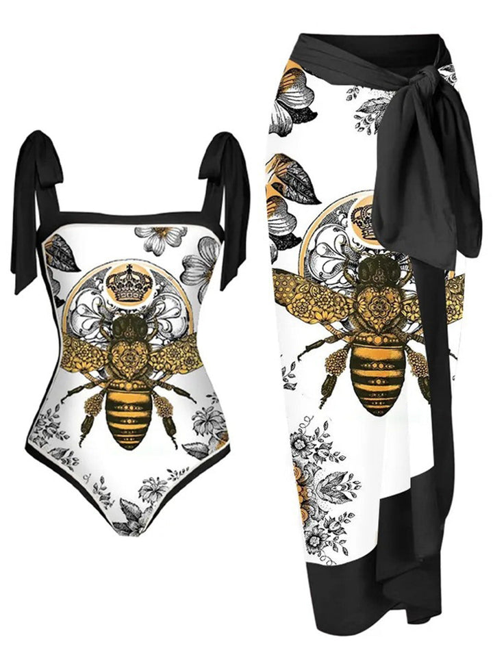 Black &amp; White 1950s Bee Swimsuit &amp; Cover-up: timeless style reimagined