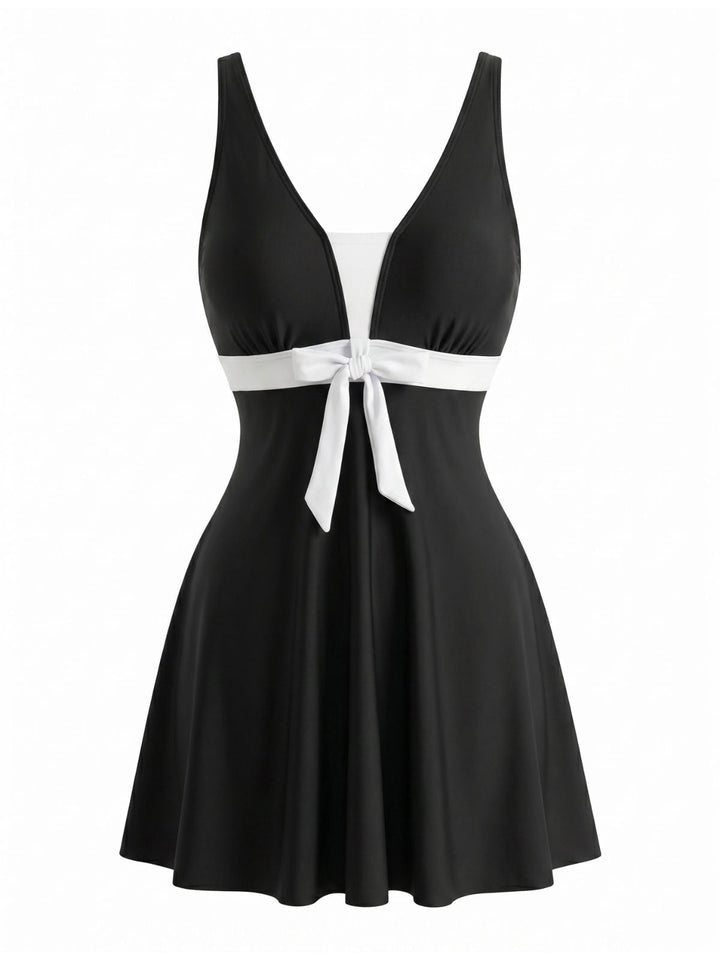 Black Colorblock Tropical Tankini Set 2